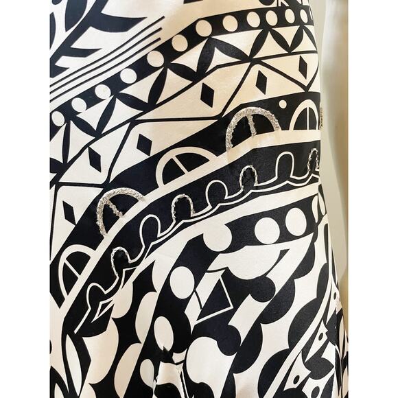 Nina Austin Silk Beaded Abstract Black and White Dress Large - Picture 15 of 16